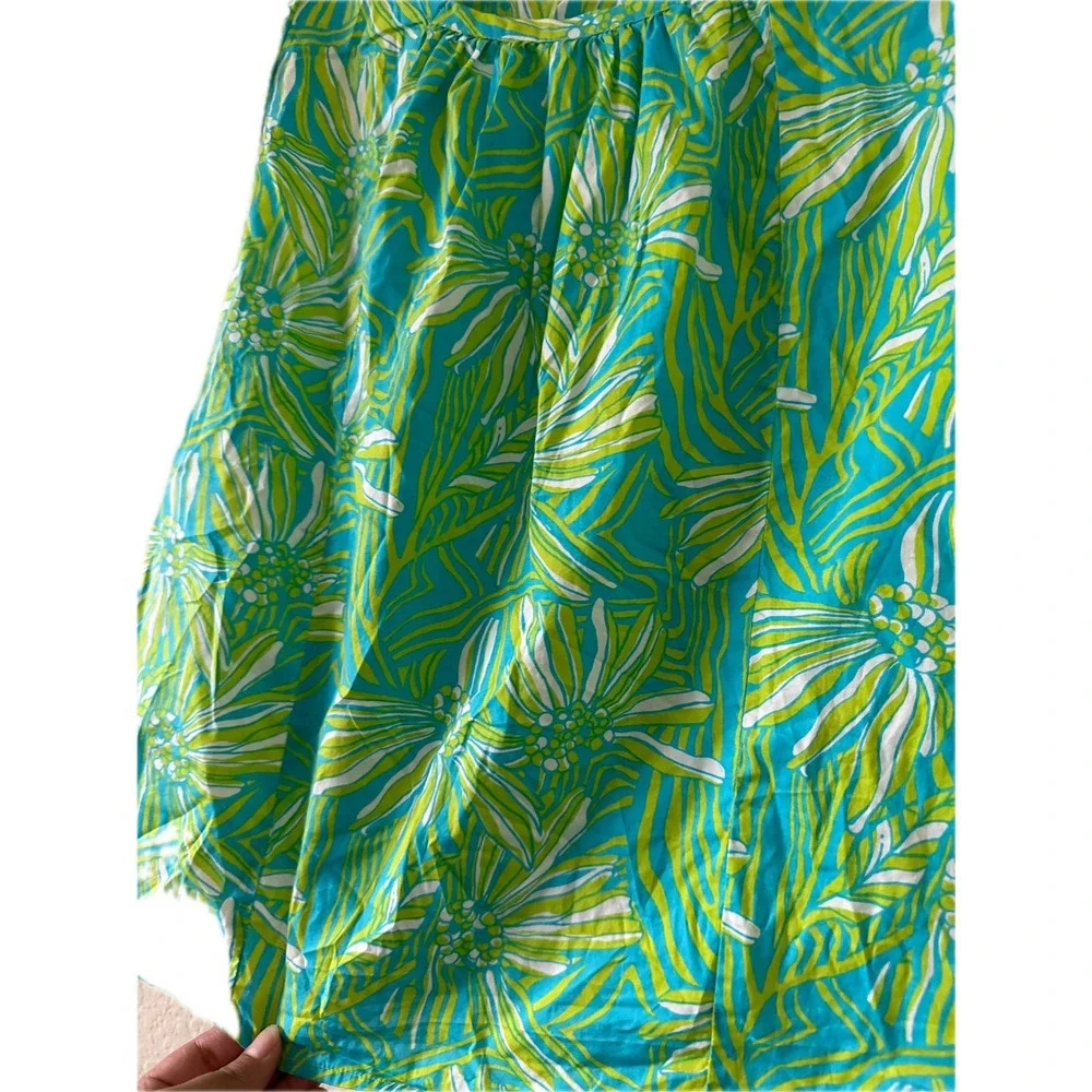 Lilly Pulitzer Women Short Sleeve Turquoise Green Paisley Print Blouse XS Resort